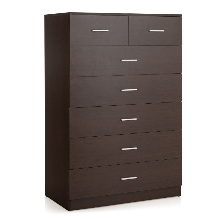 Wooden Chest of Drawers with Anti-toppling Device and Metal Handles丨Costway
