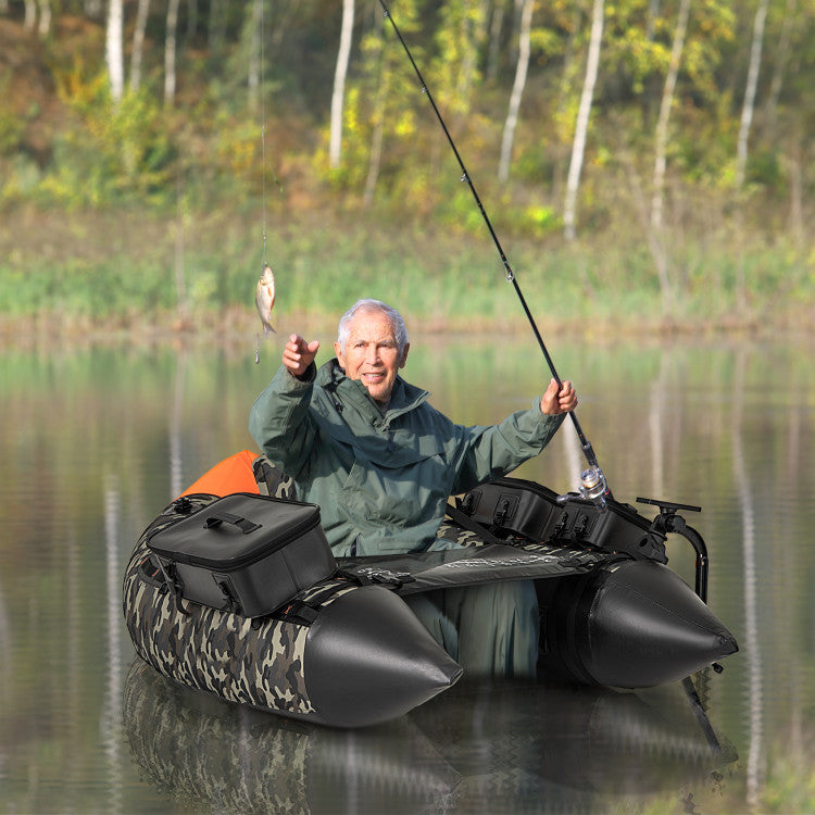 Portable Fishing Float Tube Inflatable Backpack Belly Boat with Fish F – Chairliving