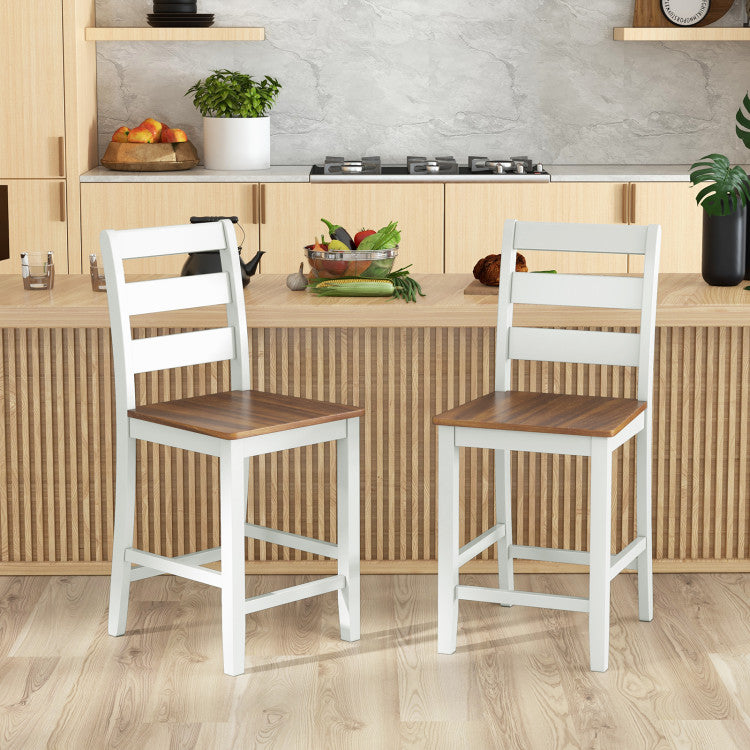 Set of Counter Height Bar Stools Wooden Kitchen Island Chairs