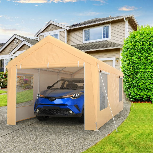 10 x 20 Feet Outdoor Heavy-Duty Steel Carport Canopy Portable