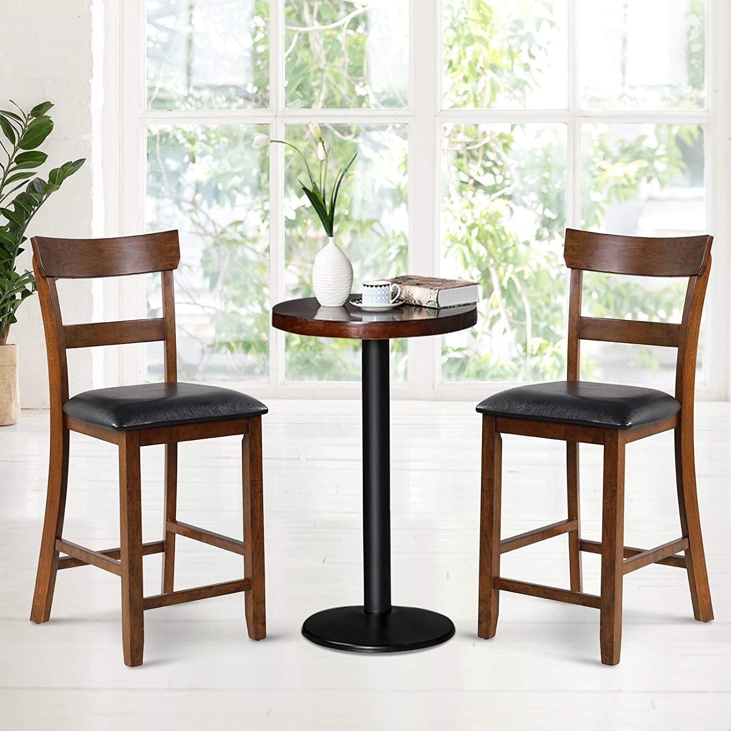 2 Pieces Counter Height Vintage Dining Chair Set 25.5 Inch Bar