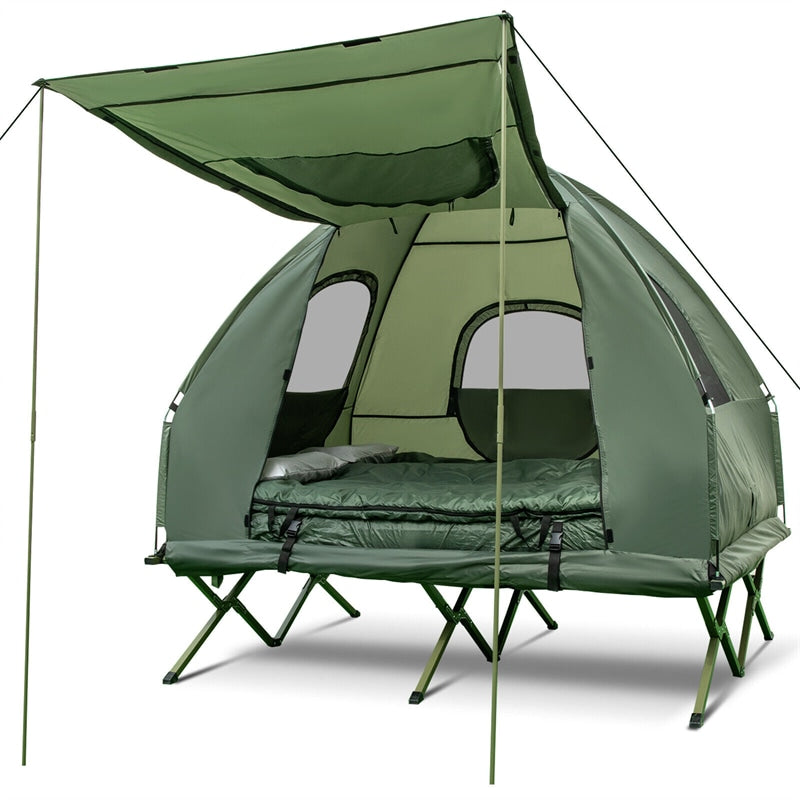 tent with air mattress Costway 2-Person Compact Portable Pop-Up Tent Air Mattress & Sleeping Bag