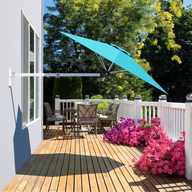 8 foot cantilever patio umbrella 8 Feet Patio Wall-Mounted Umbrella Outdoor Tilting Parasol with Wind V – Chairliving