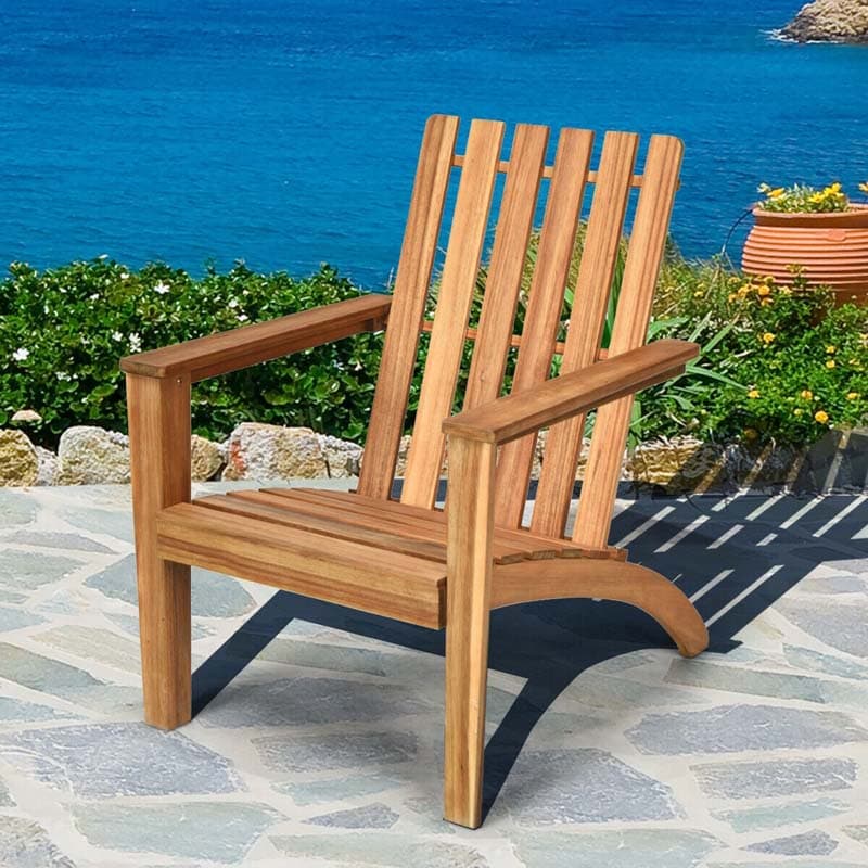 Outdoor Acacia Wood Adirondack Armchair Ergonomic Lounge Chair ...