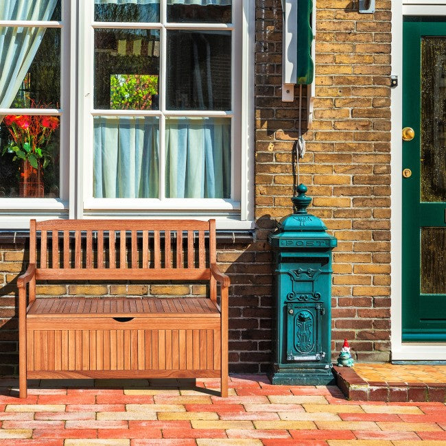 Costway 42 Storage Deck Box Solid Wood Seating Container