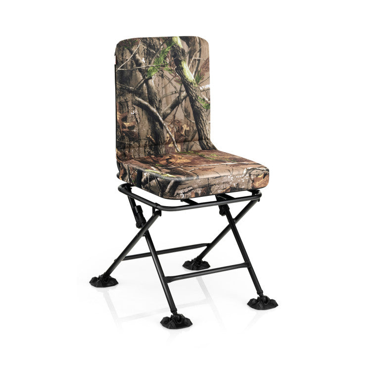 360° Swivel Hunting Chair Portable Folding Ground Blind Chair with Padded Cushion and Backrest