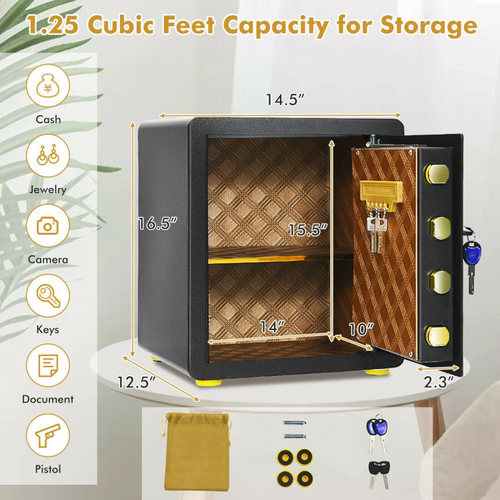 1.25 cu ft Steel Home Electronic Safe Box Office Safe Cabinet with Keypad and Key