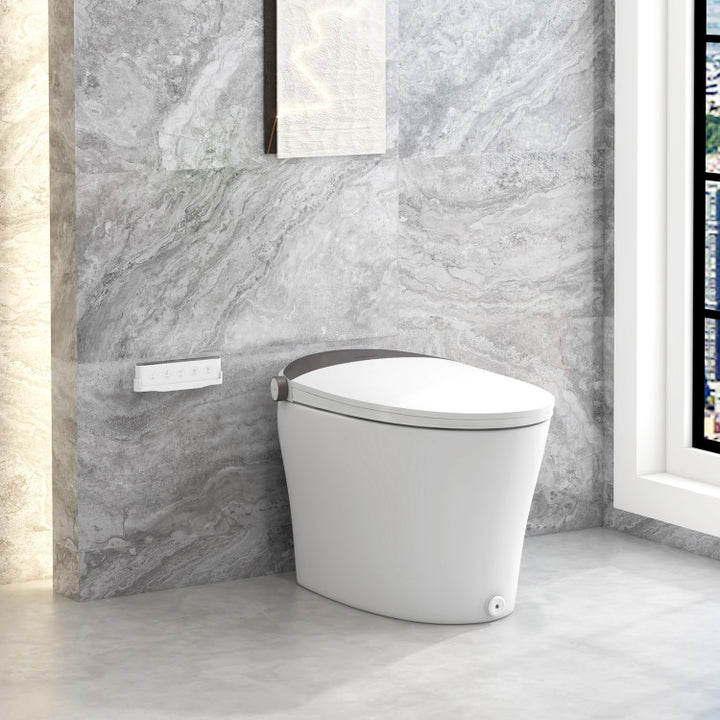 1.28 GPF Elongated Bidet Toilet with Adjustable Heated Seat &amp; Dryer, Tankless Smart Toilet with Remote/Side Knob Control and Foot Sensor