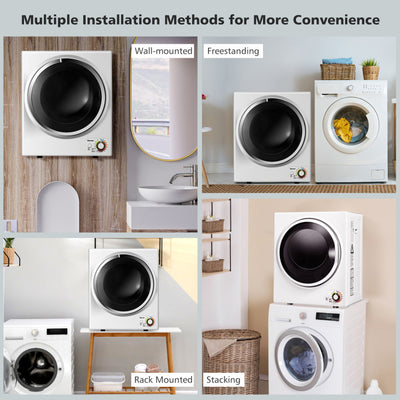 1.5 Cu .ft Portable Clothes Dryer Electric Compact Laundry Dryer with Automatic Drying Modes and Stainless Steel Tub