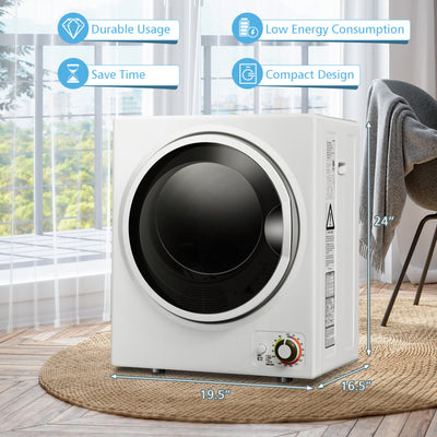 1.5 Cu .ft Portable Clothes Dryer Electric Compact Laundry Dryer with Automatic Drying Modes and Stainless Steel Tub