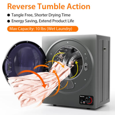 1.5 Cu .ft Portable Clothes Dryer Electric Compact Laundry Dryer with Automatic Drying Modes and Stainless Steel Tub