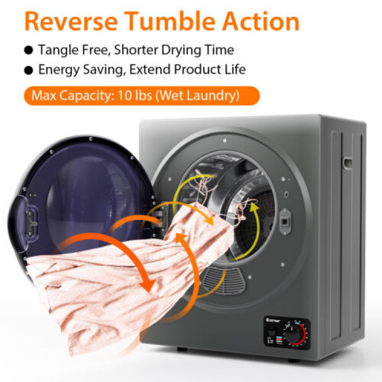 1.5 Cu .ft Portable Clothes Dryer Electric Compact Laundry Dryer with Automatic Drying Modes and Stainless Steel Tub