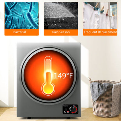 1.5 Cu .ft Portable Clothes Dryer Electric Compact Laundry Dryer with Automatic Drying Modes and Stainless Steel Tub