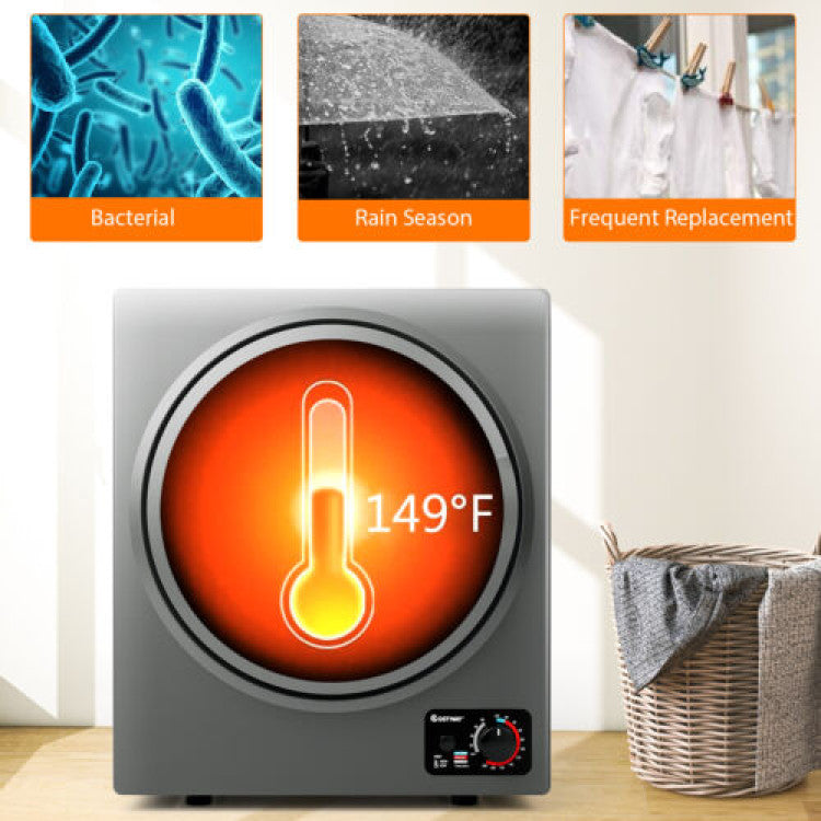 1.5 Cu .ft Portable Clothes Dryer Electric Compact Laundry Dryer with Automatic Drying Modes and Stainless Steel Tub