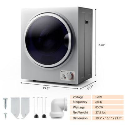 1.5 Cu .ft Portable Clothes Dryer Electric Compact Laundry Dryer with Automatic Drying Modes and Stainless Steel Tub