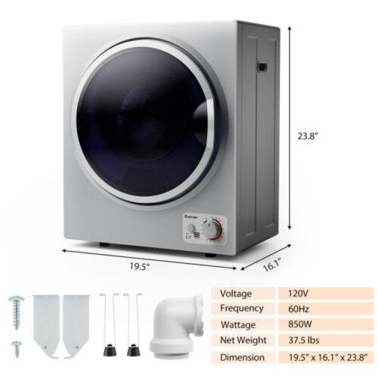 1.5 Cu .ft Portable Clothes Dryer Electric Compact Laundry Dryer with Automatic Drying Modes and Stainless Steel Tub