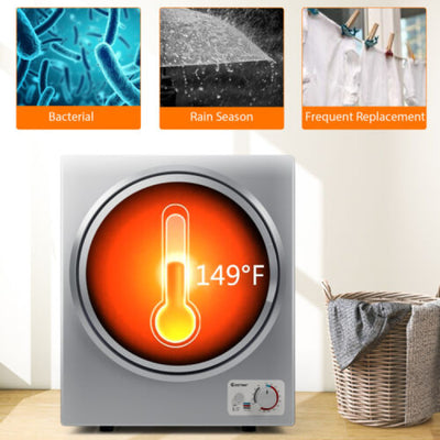 1.5 Cu .ft Portable Clothes Dryer Electric Compact Laundry Dryer with Automatic Drying Modes and Stainless Steel Tub