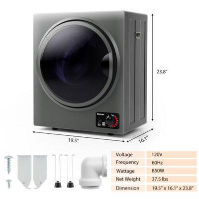1.5 Cu .ft Portable Clothes Dryer Electric Compact Laundry Dryer with Automatic Drying Modes and Stainless Steel Tub