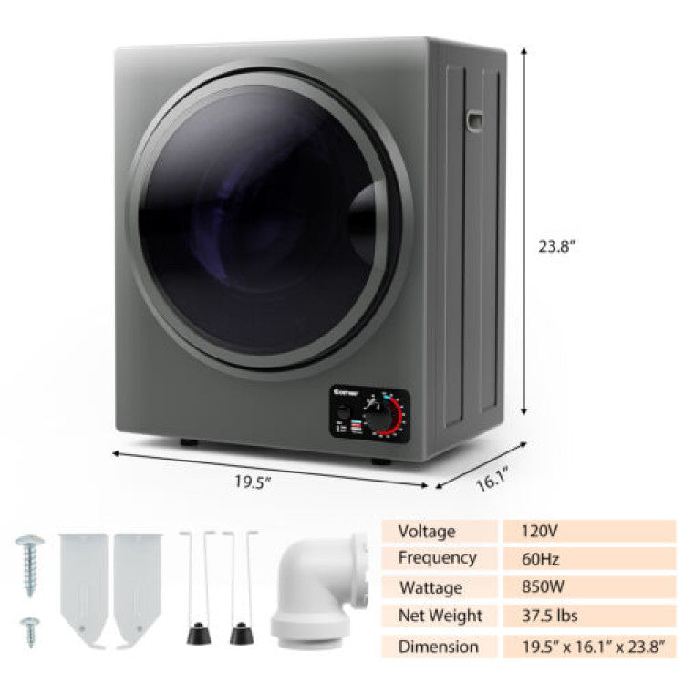 1.5 Cu .ft Portable Clothes Dryer Electric Compact Laundry Dryer with Automatic Drying Modes and Stainless Steel Tub