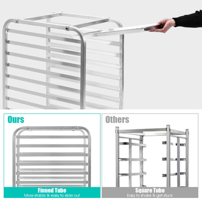 10 Tier Aluminum Rolling Bakery Rack Commercial Kitchen Bun Pan Sheet Trolley Storage Cooling Racks with Lockable Casters