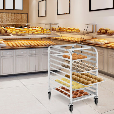 10 Tier Aluminum Rolling Bakery Rack Commercial Kitchen Bun Pan Sheet Trolley Storage Cooling Racks with Lockable Casters