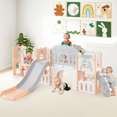 10-in-1 Toddler Swing and Slide Set Climber Playset with Basketball Hoop