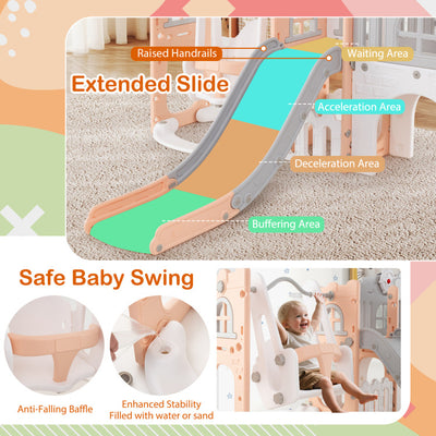 10-in-1 Toddler Swing and Slide Set Climber Playset with Basketball Hoop