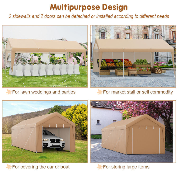 10 x 20 Feet Heavy Duty Car Canopy Tent Portable All-Weather Garage Carport with Galvanized Steel Frame