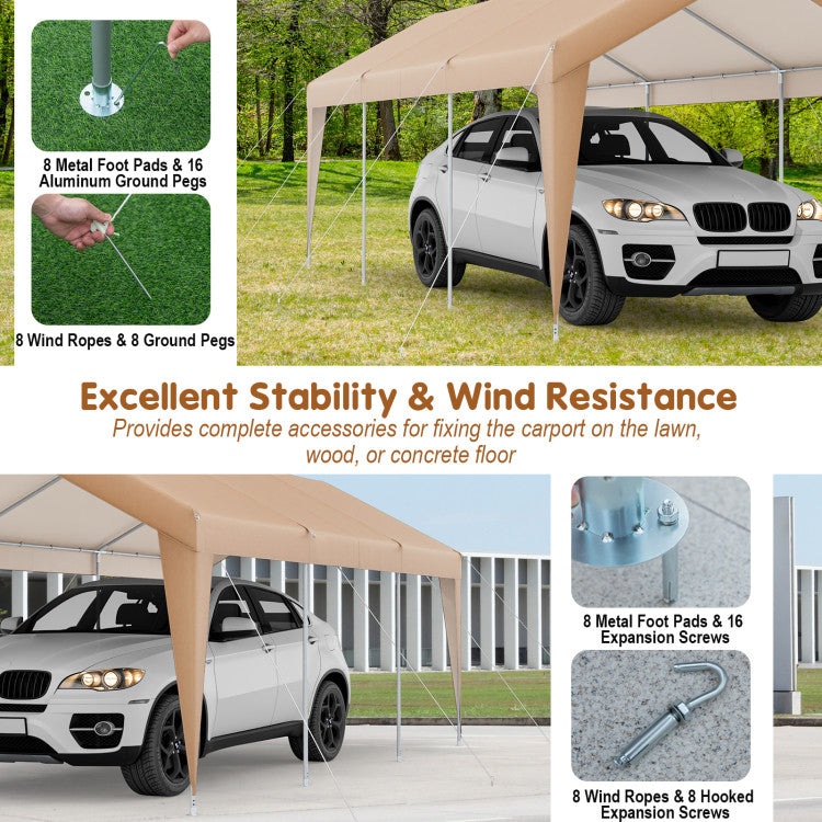 10 x 20 Feet Heavy Duty Car Canopy Tent Portable All-Weather Garage Carport with Galvanized Steel Frame