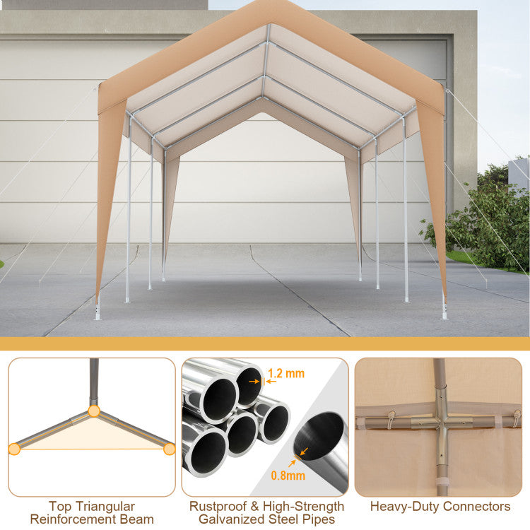 10 x 20 Feet Heavy Duty Car Canopy Tent Portable All-Weather Garage Carport with Galvanized Steel Frame