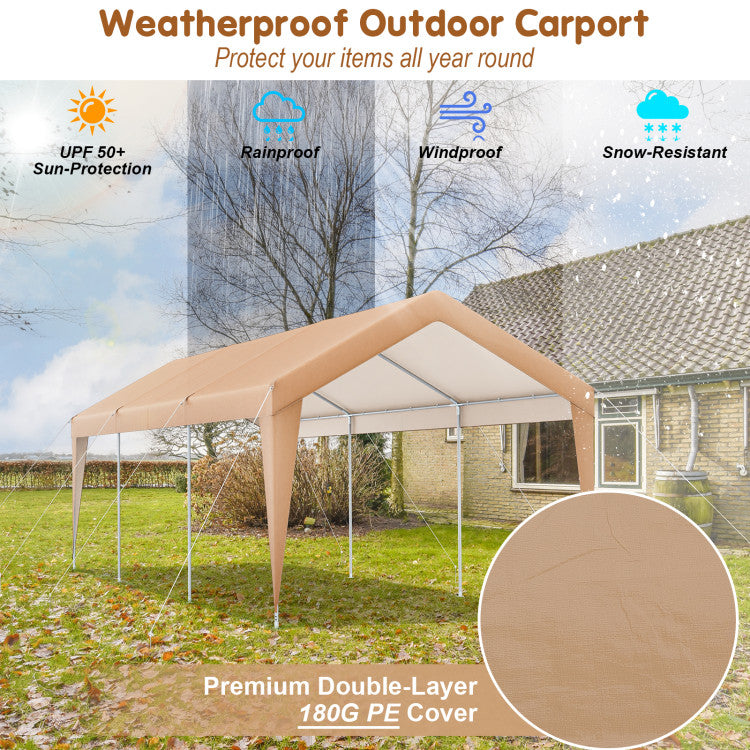 10 x 20 Feet Heavy Duty Car Canopy Tent Portable All-Weather Garage Carport with Galvanized Steel Frame