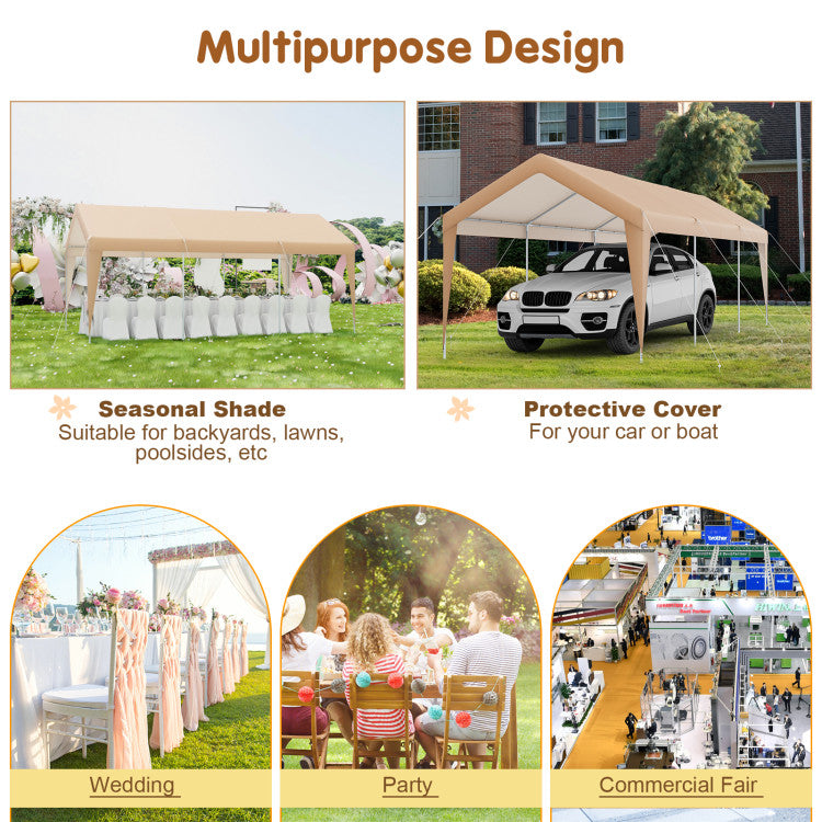 10 x 20 Feet Heavy Duty Car Canopy Tent Portable All-Weather Garage Carport with Galvanized Steel Frame