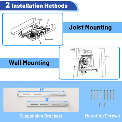 50/80/110 CFM Ceiling Mount Bathroom Fan with Pick-A-Flow and 4 Inches Duct