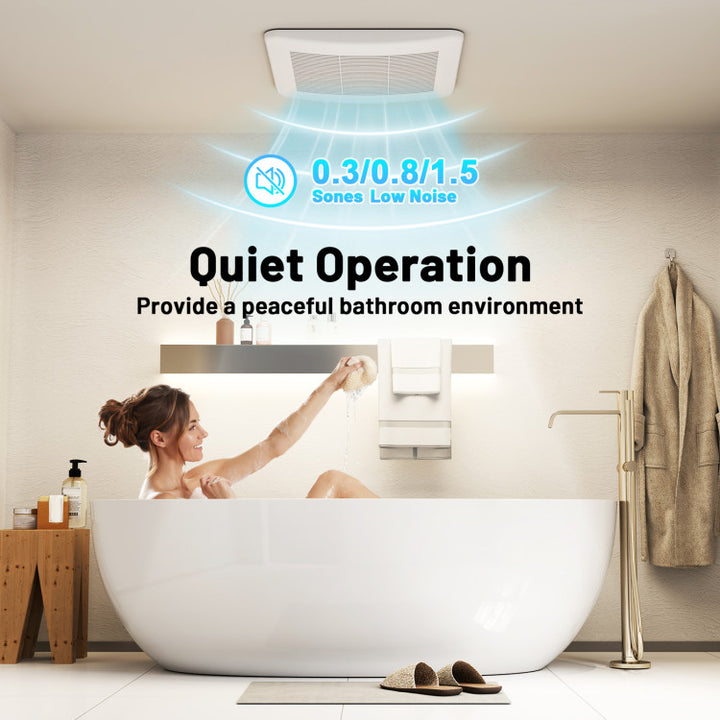 50/80/110 CFM Ceiling Mount Bathroom Fan with Pick-A-Flow and 4 Inches Duct