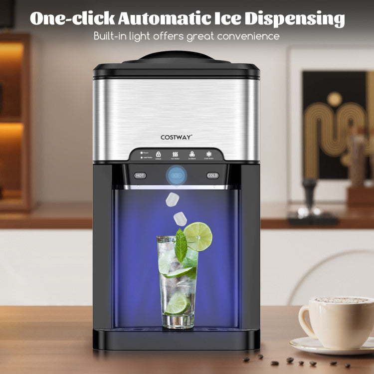 3-in-1 Ice Maker with Built-in Water Cooler Dispenser and 3 Temperature Settings