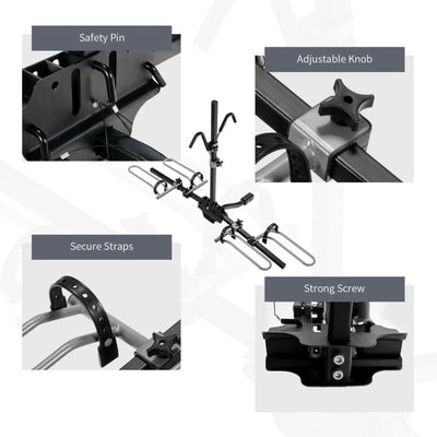 2-Bike Hitch Mount Bike Rack for 1-1/4 Inch or 2 Inch Receiver