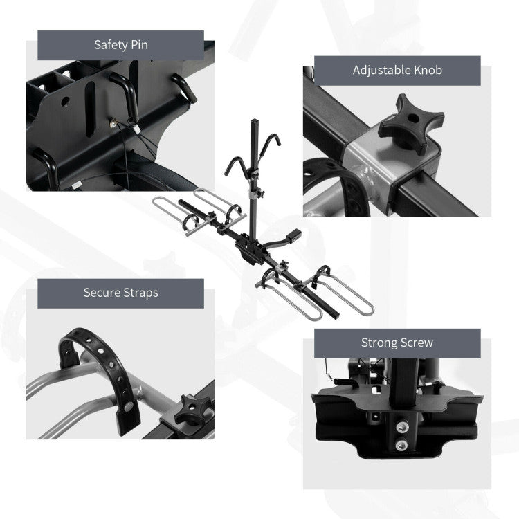 2-Bike Hitch Mount Bike Rack for 1-1/4 Inch or 2 Inch Receiver
