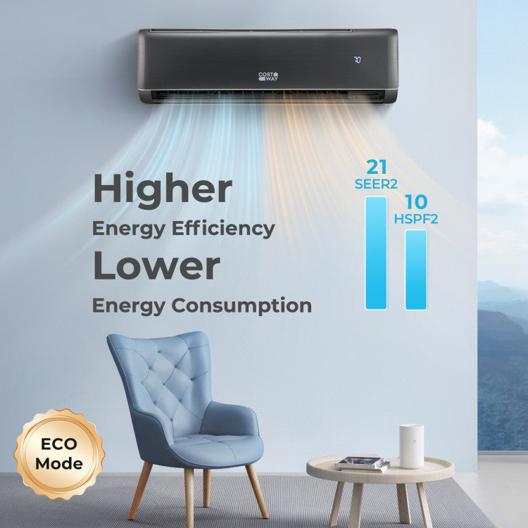 12000 BTU 4-in-1 Mini Split Air Conditioner &amp; Heater 21 SEER2 208-230V Inverter AC Unit with Remote Control and Installation Kit
