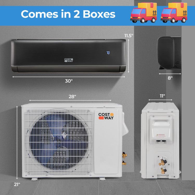 12000 BTU 4-in-1 Mini Split Air Conditioner &amp; Heater 21 SEER2 208-230V Inverter AC Unit with Remote Control and Installation Kit