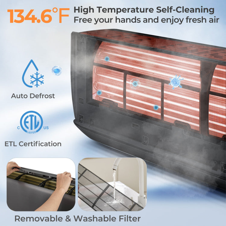 12000 BTU 4-in-1 Mini Split Air Conditioner & Heater 21 SEER2 208-230V Inverter AC Unit with Remote Control and Installation Kit