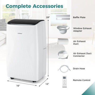 12000 BTU Portable Air Conditioner 5-IN-1 Quiet Cooling AC Unit with Remote Control and 24H Timer for Room up to 450 sq.ft.