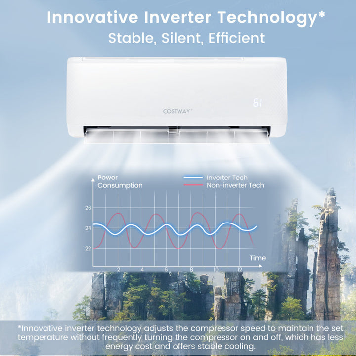 12000 BTU Mini Split Air Conditioner 21 SEER2 208-230V Ductless AC Unit with Remote Control and Installation Kit
