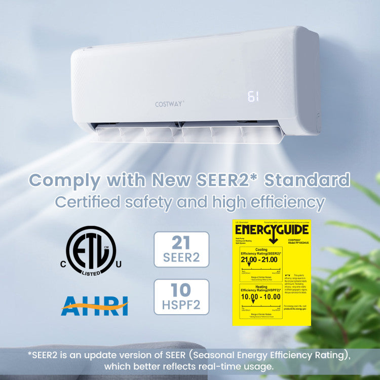 12000 BTU Mini Split Air Conditioner 21 SEER2 208-230V Ductless AC Unit with Remote Control and Installation Kit