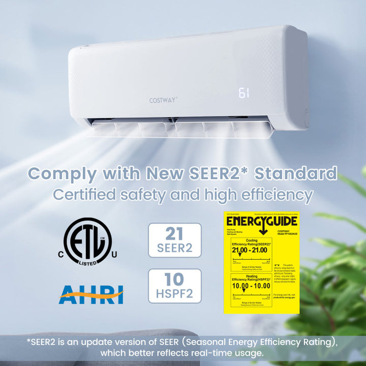 12000 BTU Mini Split Air Conditioner 21 SEER2 208-230V Ductless AC Unit with Remote Control and Installation Kit