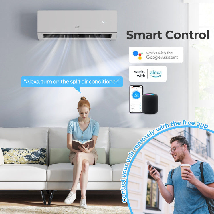 Energy Star Certified 12000 BTU 24 SEER2 115V Ductless Mini Split Air Conditioner and Heater WiFi Enabled