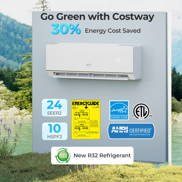 Energy Star Certified 12000 BTU 24 SEER2 115V Ductless Mini Split Air Conditioner and Heater WiFi Enabled