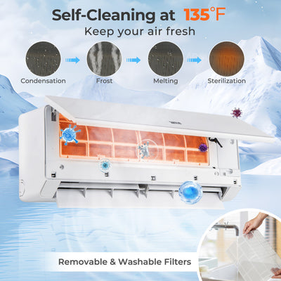 Energy Star Certified 12000 BTU 24 SEER2 115V Ductless Mini Split Air Conditioner and Heater WiFi Enabled