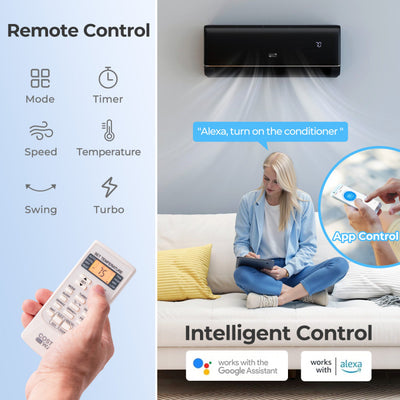 12000 BTU 22 SEER2 115V WiFi Enabled Mini Split AC Compatible with Alexa Gray