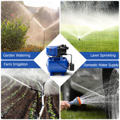 1200W 1.6HP Shallow Well Pump 1000GPH Garden Water Pump Jet with Pressure Tank for Garden Irrigation