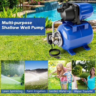 1200W 1.6HP Shallow Well Pump 1000GPH Garden Water Pump Jet with Pressure Tank for Garden Irrigation